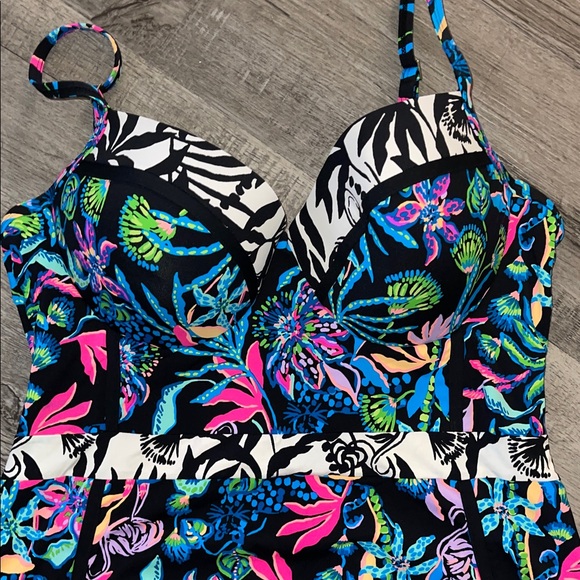 Lilly Pulitzer Palma Onyx Paradise One Piece Swimsuit Size 16 - Picture 3 of 9